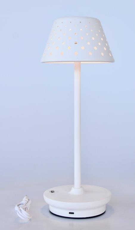 Led White Lamp With Perforated Shade